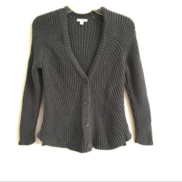 Caslon dark gray button front cardigan MP - Picture 1 of 8